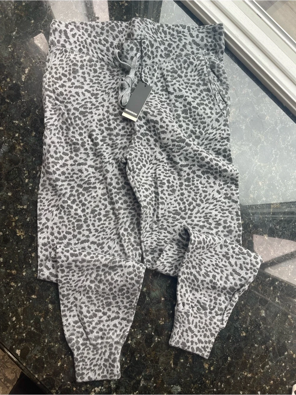 Monrow Gray Leopard-Print Joggers